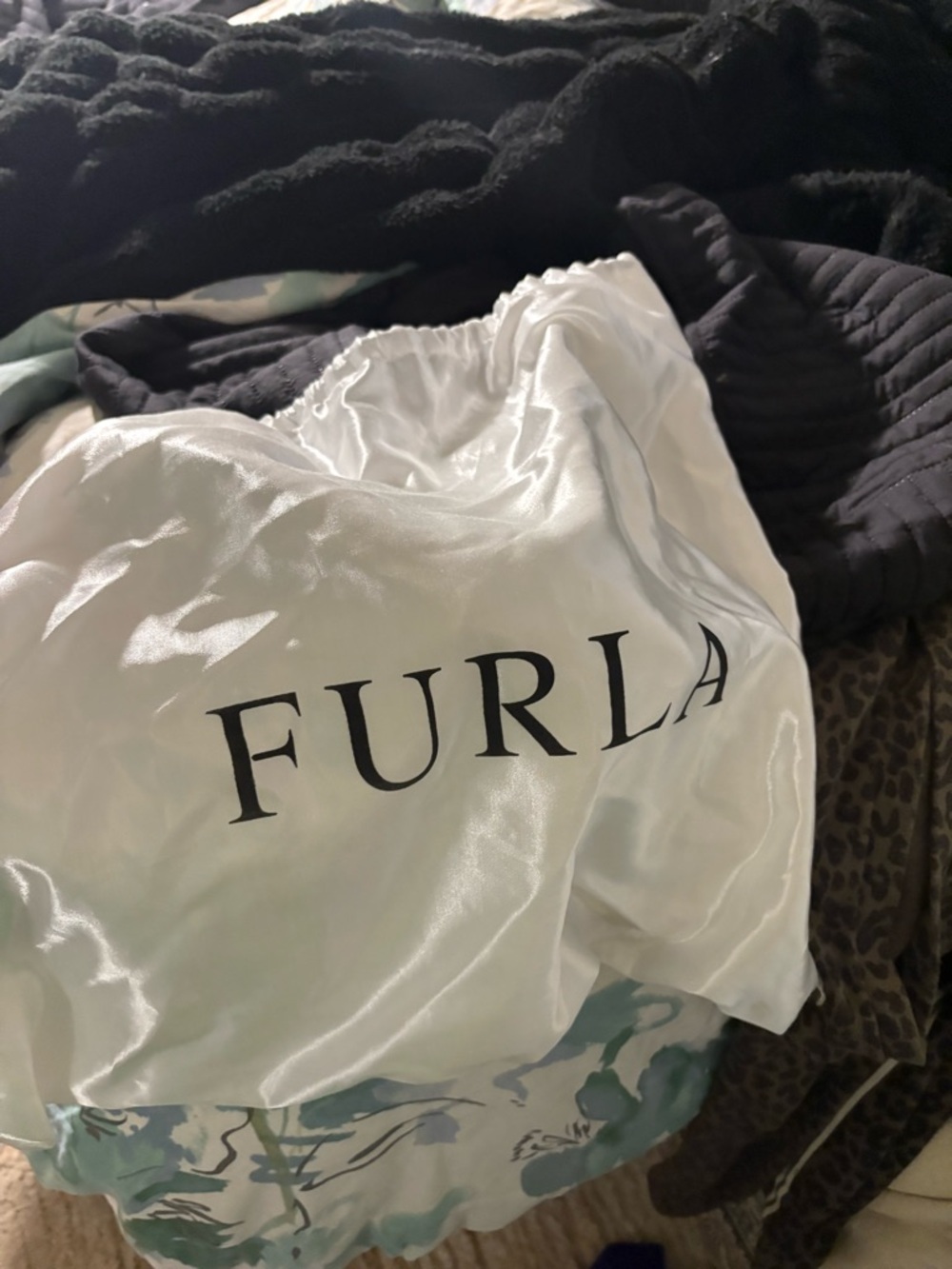 Furla gray embossed Italian leather Knotted-Handle snake print Shoulder Bag NWT - Picture 6 of 9